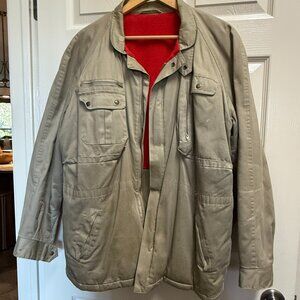 Vintage 70s/80s Field Jacket with Red Wool Liner – Heavy Canvas – Tan
